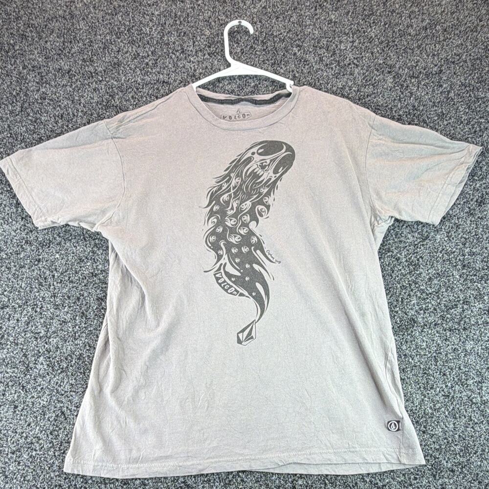 Volcom Featured Artist Elephant T Shirt Mens Large Gray Organic Cotton Graphic